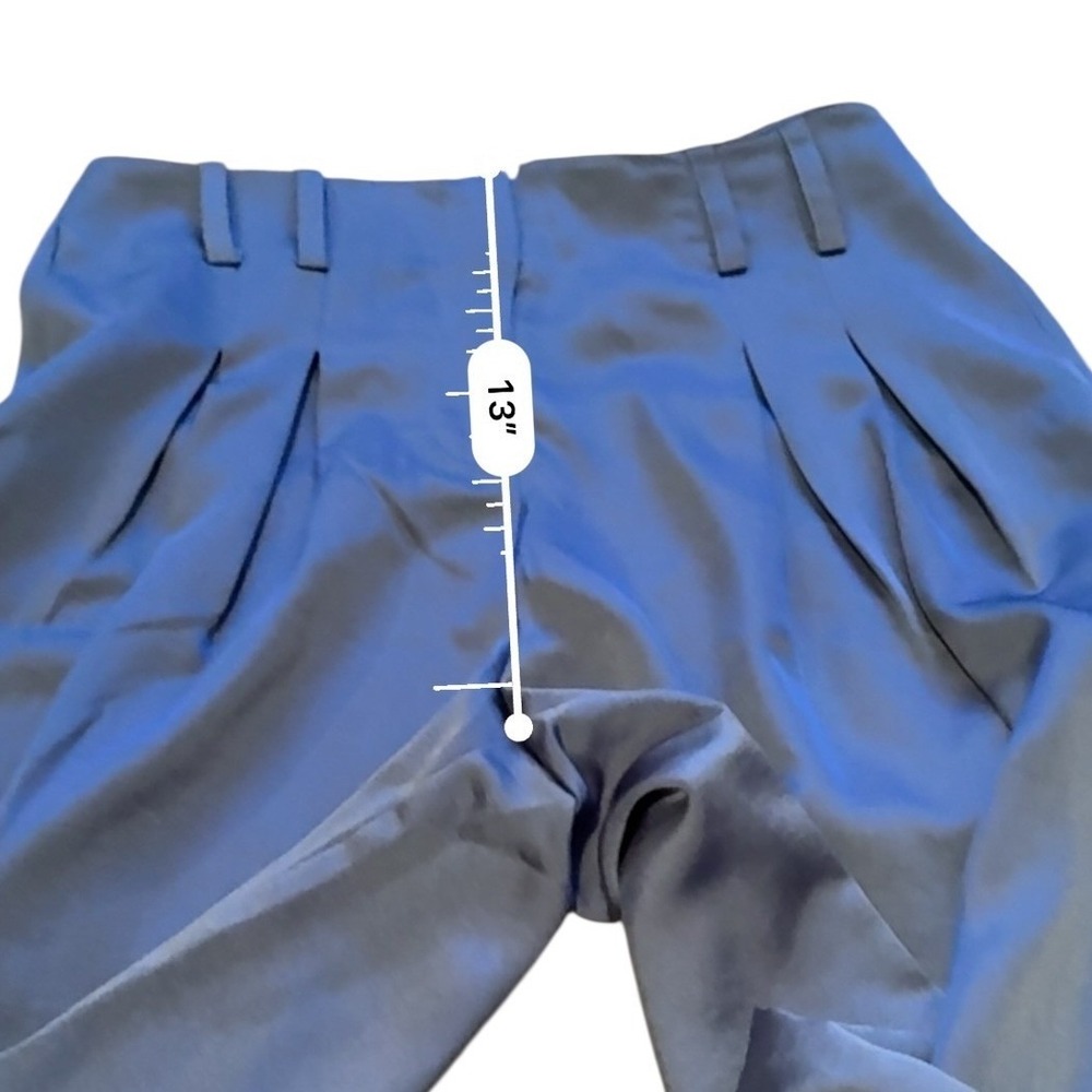 NSR Wide Leg Pleated Pants Women Medium Blue Flowing Elegant Palazzo Satin NWT - Picture 7 of 9